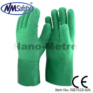 NMSAFETY Джерси вязать лайнера покрытием высокого качества латекс crinkle промышленных длинная манжета перчатки